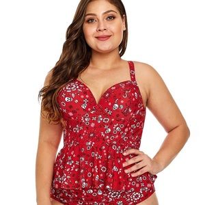 Torrid skull peplum under wire swim bra M/L